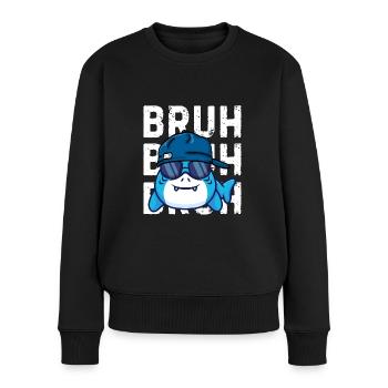 Cool Nerd Shark Fish Bruh - Women's Premium Organic Jumper - black - Front - Julia (174cm)