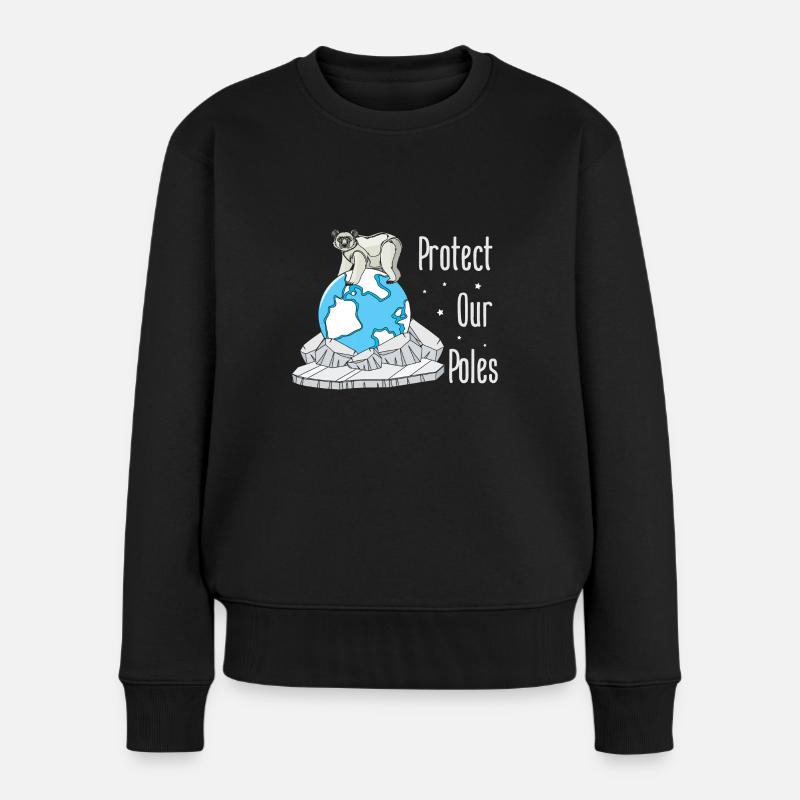 Schütze die Pole Eisbär auf Globus und Arktis - Frauen Premium Bio Pullover - Schwarz