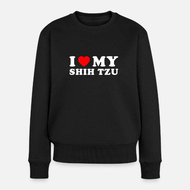 I Love My Shih Tzu - Frauen Premium Bio Pullover - Schwarz