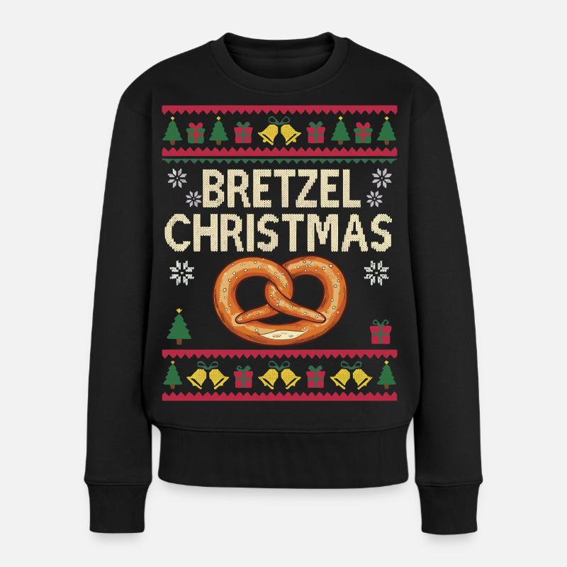 Brezel Weihnachten Lustiges Bäcker Geschenk - Frauen Premium Bio Pullover - Schwarz
