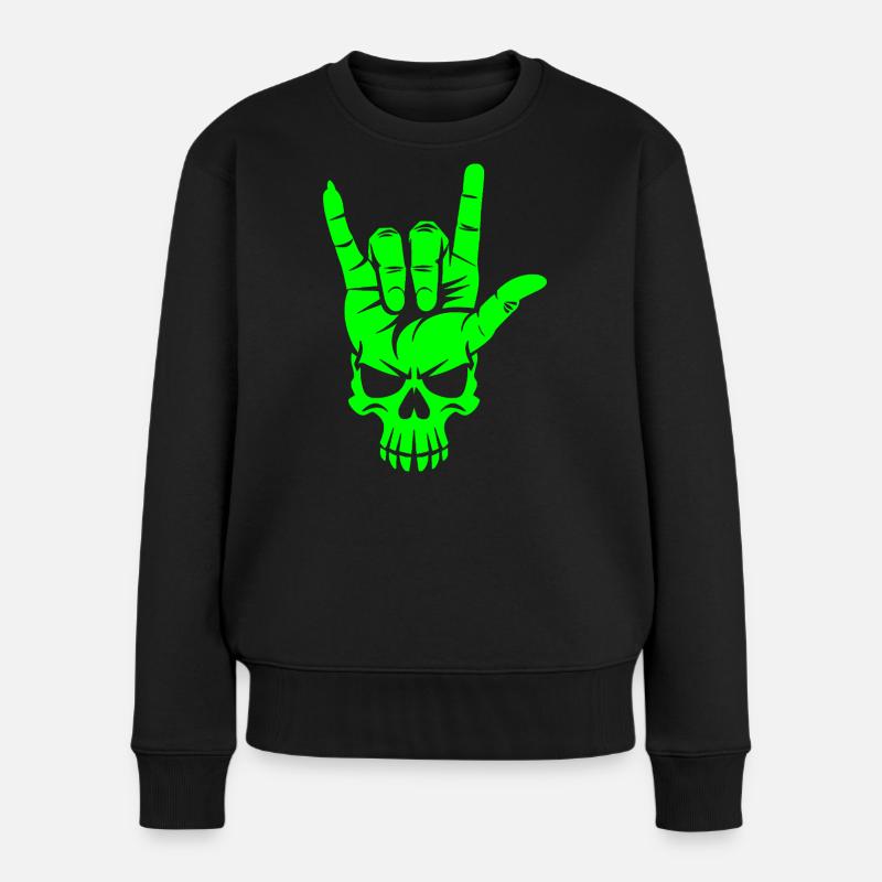 Rock n Roll Crâne Main - Pull Premium bio Femme - noir