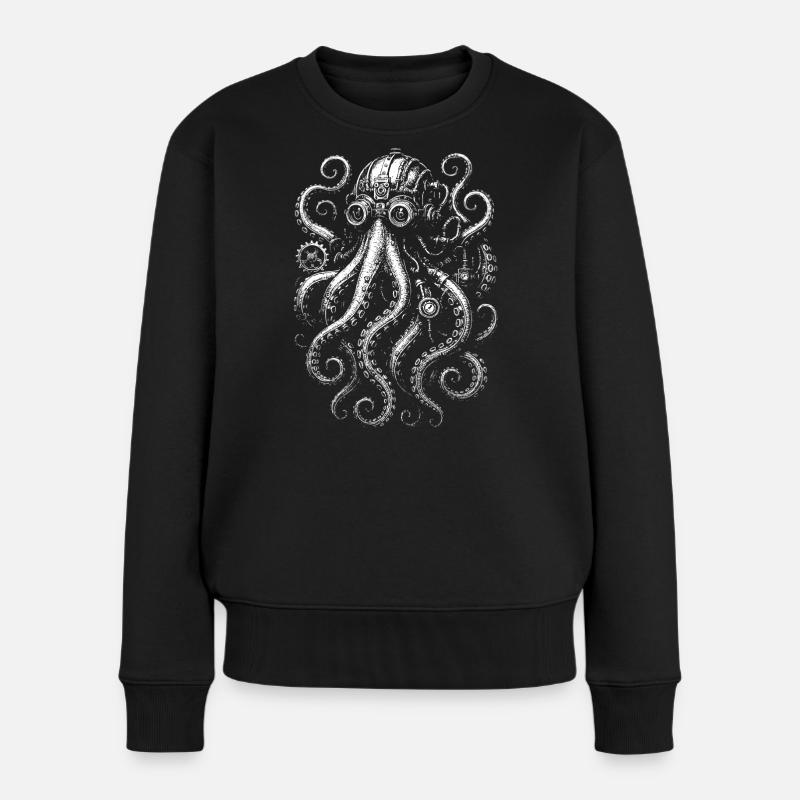 Design Steampunk Octopus - Pull Premium bio Femme - noir