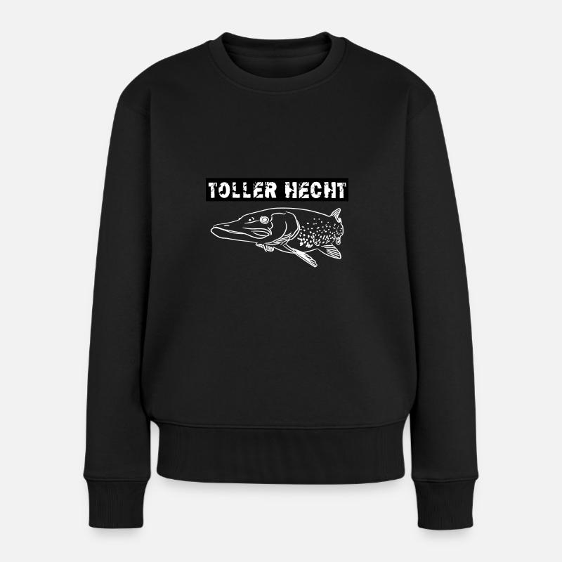 Angeln - Frauen Premium Bio Pullover - Schwarz