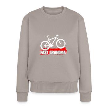 Quick granny on the bike - Women's Premium Organic Jumper - taupe - Front - Julia (174cm)