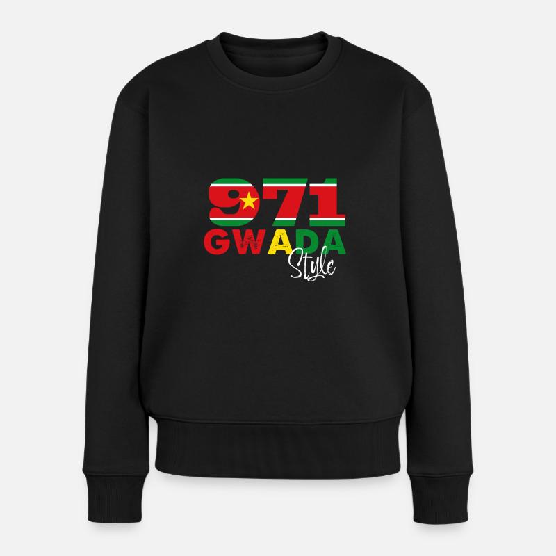Guadelooupe im Gwada-Stil - Frauen Premium Bio Pullover - Schwarz