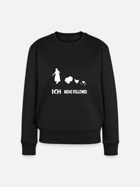 Hühner Bäuerin Bauernhof Frauen Follower - Frauen Premium Bio Pullover - Schwarz