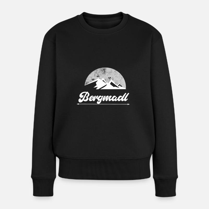 Wandern Damen Berge Geschenk Bergmadl - Frauen Premium Bio Pullover - Schwarz