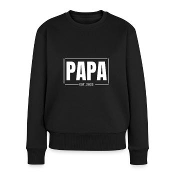 Papa Est. 2023 Vater Geschenk - Frauen Premium Bio Pullover - Schwarz - Vorne - Julia (174cm)