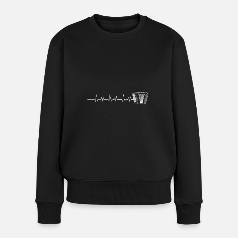 hearbeat akkordeon - Frauen Premium Bio Pullover - Schwarz