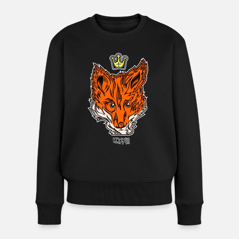 Fuchs mit Krone König Fuchs des Jahres 2023 orange - Frauen Premium Bio Pullover - Schwarz
