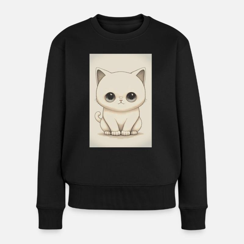 Dessin chaton blanc - Pull Premium bio Femme - noir