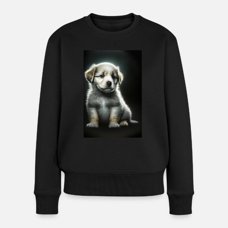 Weißer Welpe - Frauen Premium Bio Pullover - Schwarz