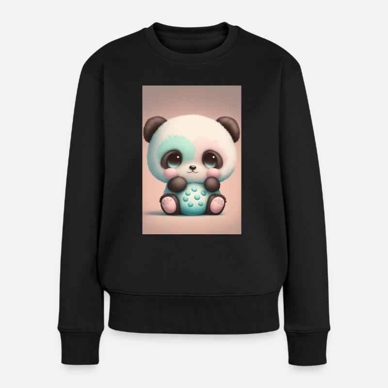 Baby-Panda - Frauen Premium Bio Pullover - Schwarz