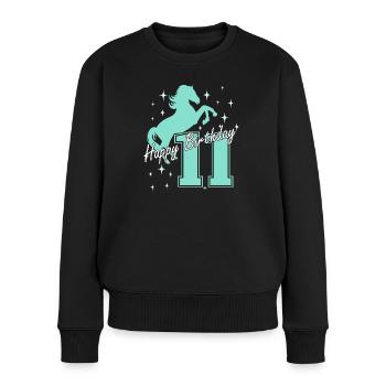 11. Geburtstag Reiten Pferd Reitstall - Frauen Premium Bio Pullover - Schwarz - Vorne - Julia (174cm)