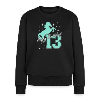 13. Geburtstag Reiten Pferd Reitstall - Frauen Premium Bio Pullover - Schwarz - Vorne - Julia (174cm)