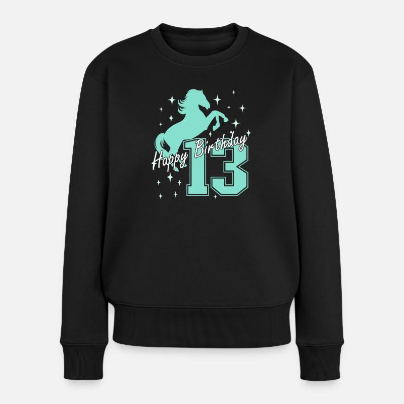 13. Geburtstag Reiten Pferd Reitstall - Frauen Premium Bio Pullover - Schwarz