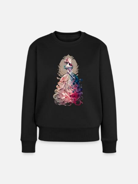 Lady Flower - Frauen Premium Bio Pullover - Schwarz