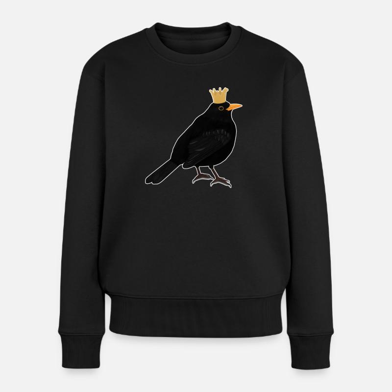 Amsel Krone Singvogel Süßer heimischer Vogel - Frauen Premium Bio Pullover - Schwarz