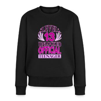 Teen Birthday Level 13 freigeschaltet - Frauen Premium Bio Pullover - Schwarz - Vorne - Julia (174cm)