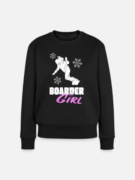Snowboard Boarder Girl - Mädchen Frau Piste Board - Frauen Premium Bio Pullover - Schwarz