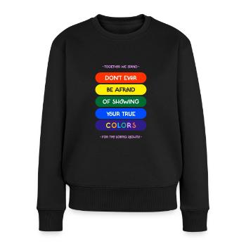 Together We Stand | LGBTIQ - Frauen Premium Bio Pullover - Schwarz - Vorne - Julia (174cm)