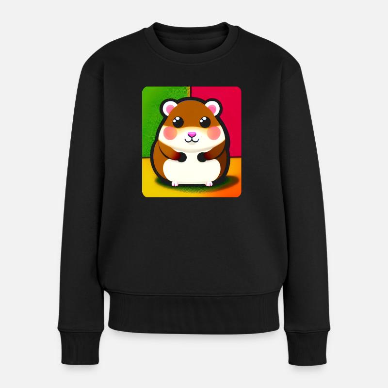 Niedlicher süßer dicker Hamster - Frauen Premium Bio Pullover - Schwarz