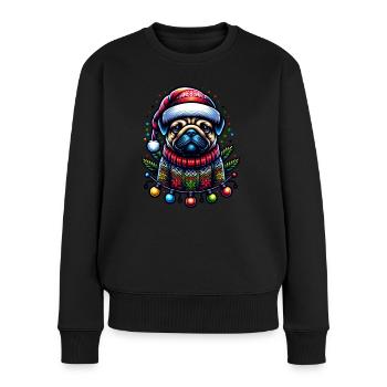 Carlin Père Noël en famille - Pull Premium bio Femme - noir - Devant - Julia (174cm)