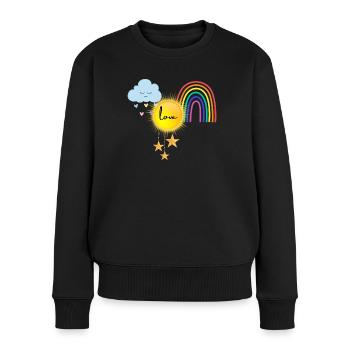 love - Linas first design - Frauen Premium Bio Pullover - Schwarz - Vorne - Julia (174cm)