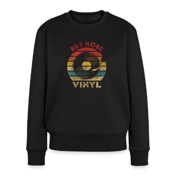 Buy more Vinyl Retro Vintage Music - Women's Premium Organic Jumper - black - Front - Julia (174cm)
