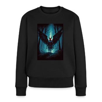 Mothman Cryptid Forest Moth Man Gruselige Kreatur - Frauen Premium Bio Pullover - Schwarz - Vorne - Julia (174cm)