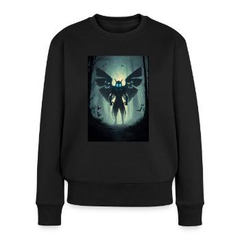 Mothman Cryptid Forest Moth Man Gruselige Kreatur - Frauen Premium Bio Pullover - Schwarz - Vorne - Julia (174cm)