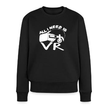 VR Virtual Reality Saying - Women's Premium Organic Jumper - black - Front - Julia (174cm)