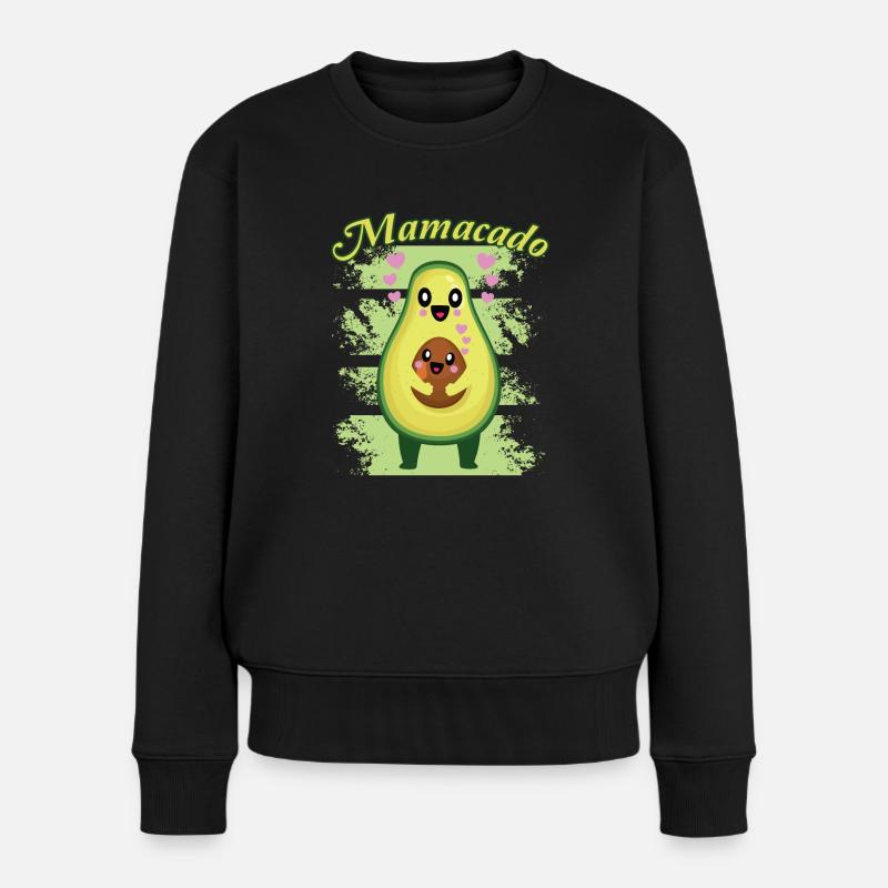 Avocado Mamacado Lustiger Spruch - Frauen Premium Bio Pullover - Schwarz