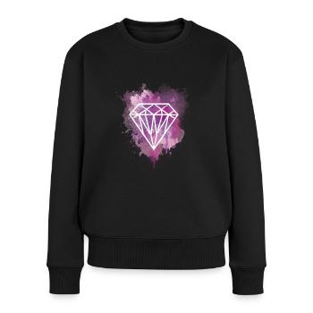 Watercolor Diamond - Frauen Premium Bio Pullover - Schwarz - Vorne - Julia (174cm)