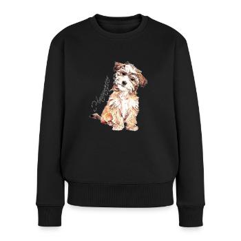 Havaneser - Frauen Premium Bio Pullover - Schwarz - Vorne - Julia (174cm)
