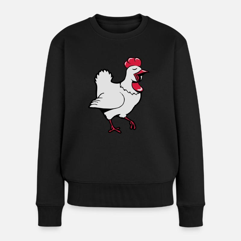 Huhn fröhlich - Frauen Premium Bio Pullover - Schwarz