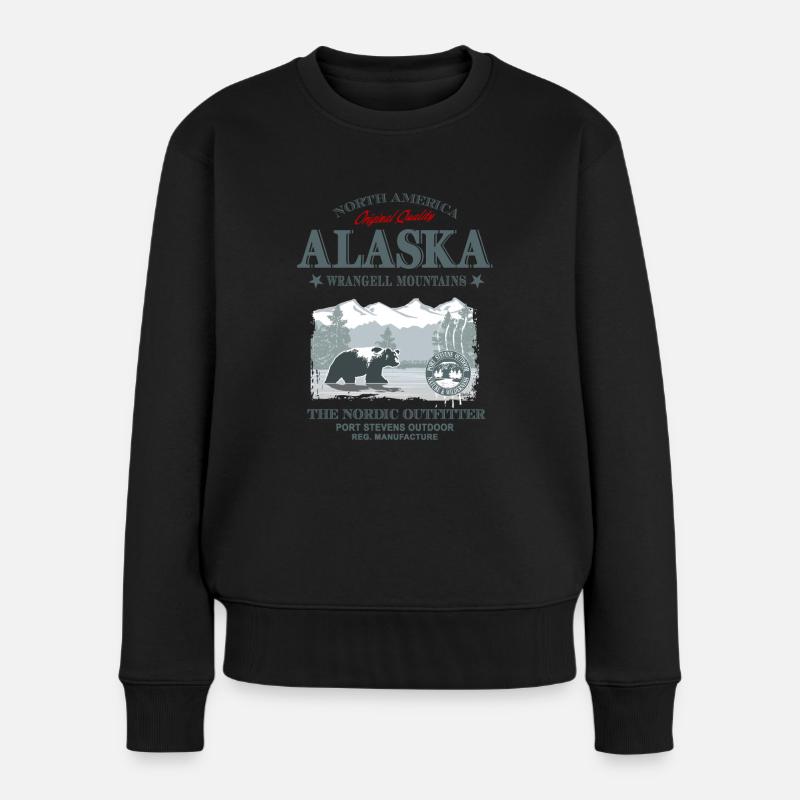 Alaska - Grizzly Bear - Frauen Premium Bio Pullover - Schwarz