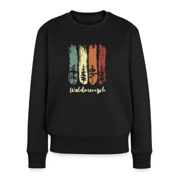 Holz Wald Waldmensch Holzfäller - Frauen Premium Bio Pullover - Schwarz - Vorne - Julia (174cm)