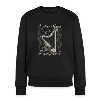 Harfe Harfenspielerin Harfenspieler Geschenk - Frauen Premium Bio Pullover - Schwarz - Vorne - Julia (174cm)