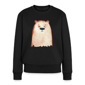 Bärin Hilda - Frauen Premium Bio Pullover - Schwarz - Vorne - Julia (174cm)