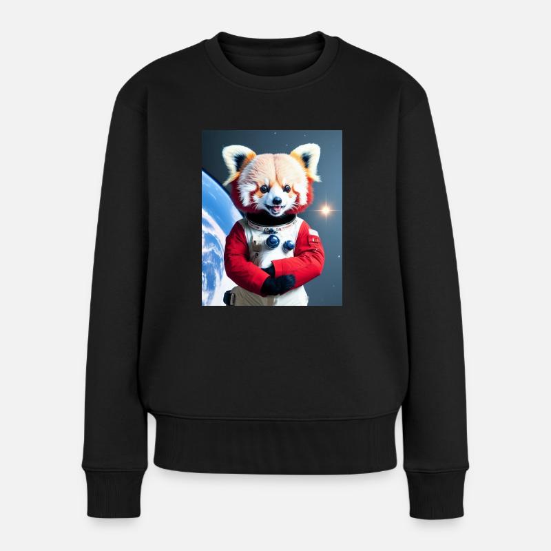 Joyeux panda rouge austronaute - Pull Premium bio Femme - noir