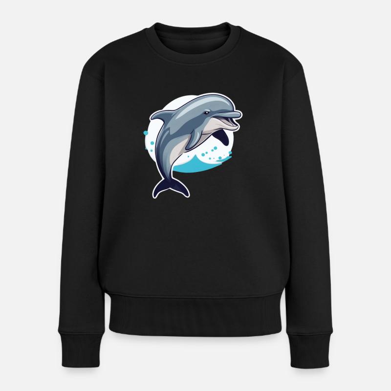 Delfin Wasser Tier Meer Dolphin Fisch Delphin - Frauen Premium Bio Pullover - Schwarz