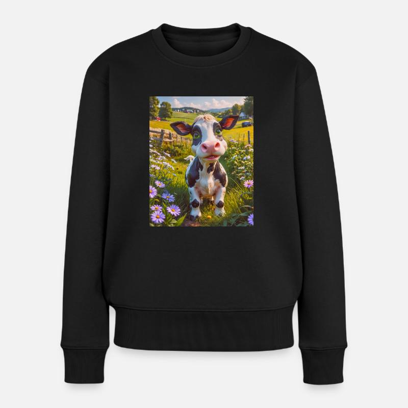 Super süße Tiere auf einem Bauernhof – Kuh - Frauen Premium Bio Pullover - Schwarz