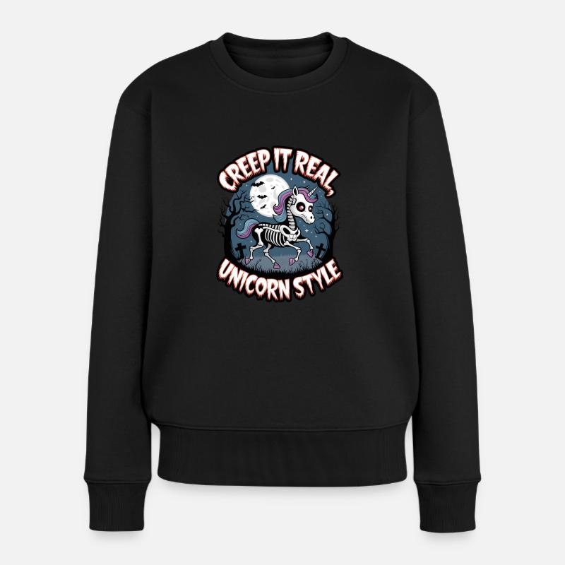 Grusel es im echten Einhorn-Stil - Frauen Premium Bio Pullover - Schwarz