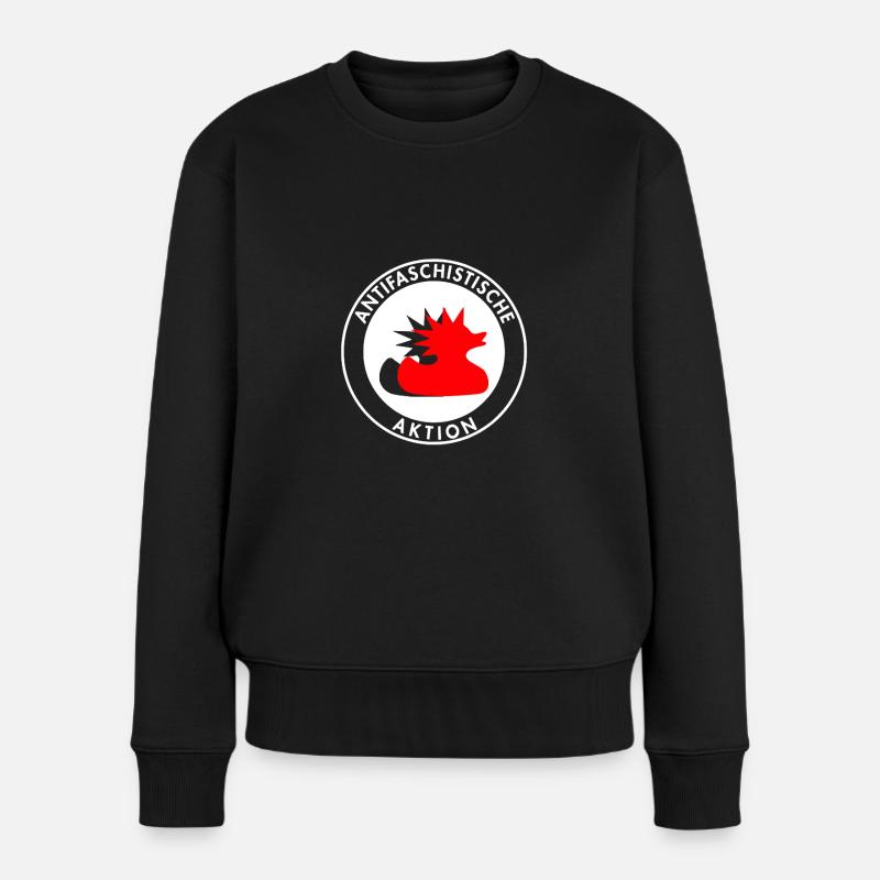 Antifa Igel – Stacheln gegen Faschismus - Frauen Premium Bio Pullover - Schwarz