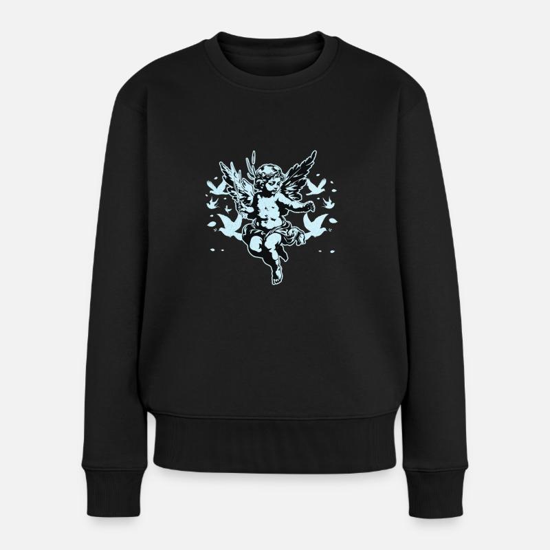 Anges et colombes chérubins baroques Oeuvre d’art vintage - Pull Premium bio Femme - noir