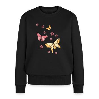 Papillons origami - Pull Premium bio Femme - noir - Devant - Julia (174cm)