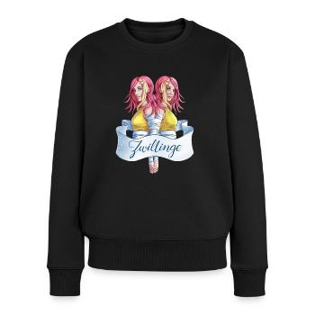 Sternzeichen Zwillinge Gemini Illustration - Frauen Premium Bio Pullover - Schwarz - Vorne - Julia (174cm)