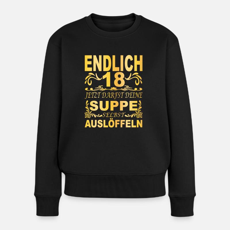 Endlich 18 18.Geburtstag Geschenk Junge Mädchen - Frauen Premium Bio Pullover - Schwarz