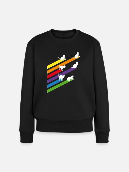 Katzen Streifen - Frauen Premium Bio Pullover - Schwarz